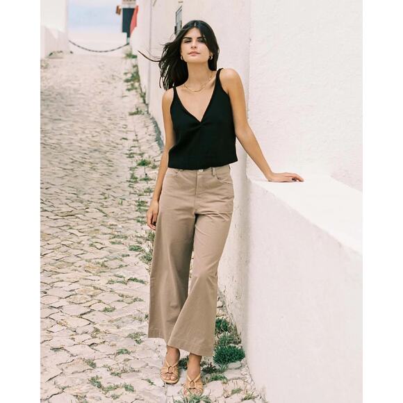 Harly Jae light brown wide leg hemp blend pants size XL casual flat front - Picture 1 of 9